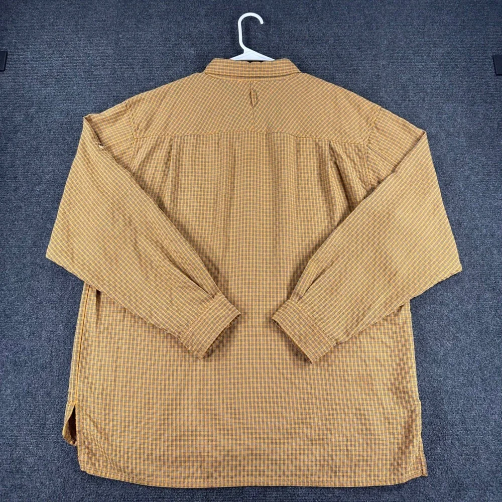 The North Face Button Down Mens L Large Yellow Plaid Hiking Long Sleeve Shirt